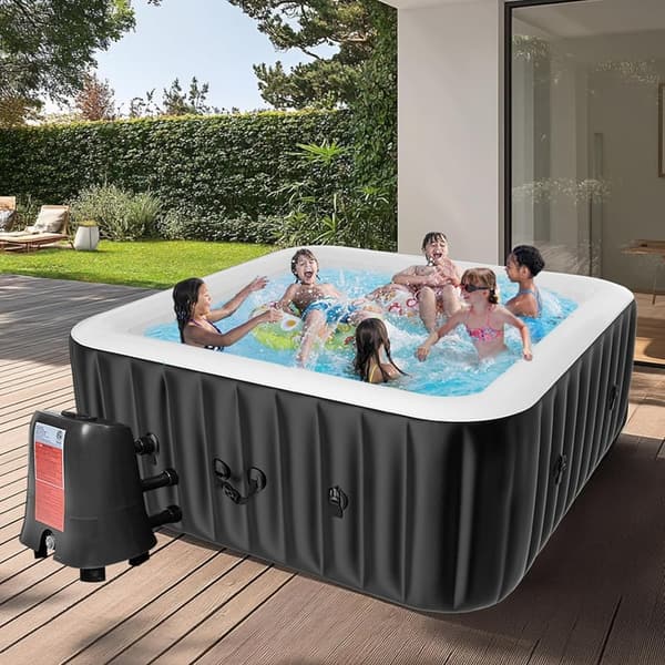 Portable 4-6 Person Inflatable Hot Tub with 130 Bubble Jets