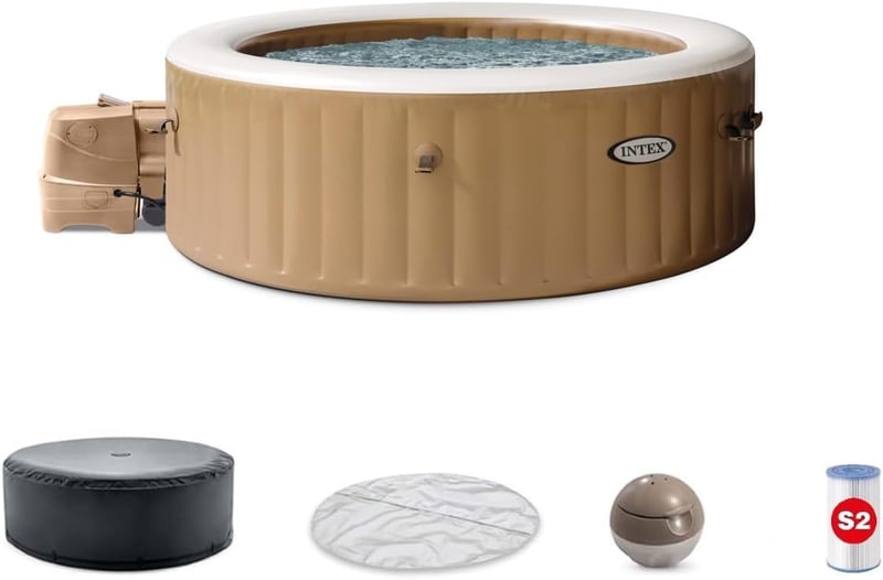 Outdoor Inflatable Hot Tub Spa Set for 6 with Cover and Saltwater System