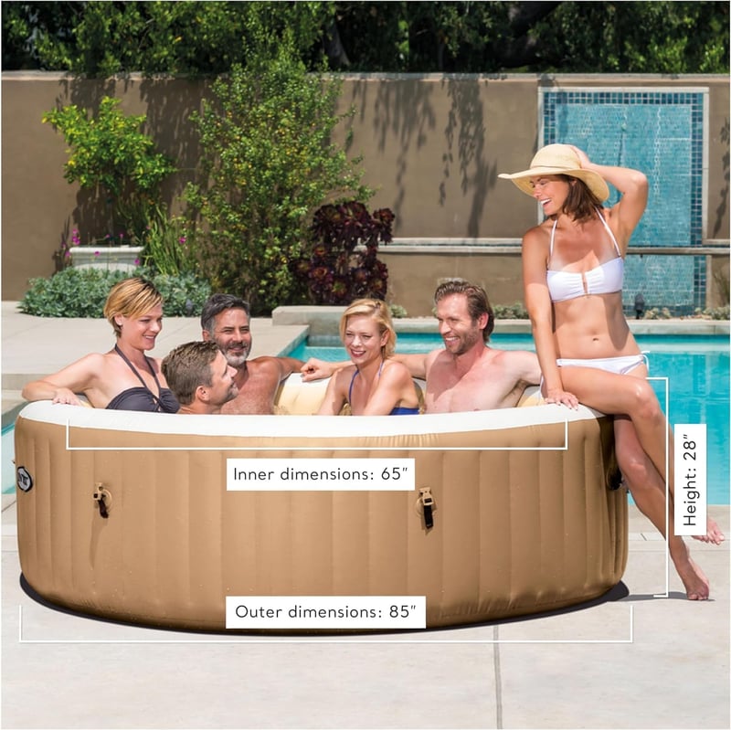 Outdoor Inflatable Hot Tub Spa Set for 6 with Cover and Saltwater System