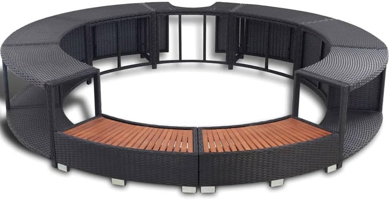 Stylish Black Poly Rattan Hot Tub Surround with Storage