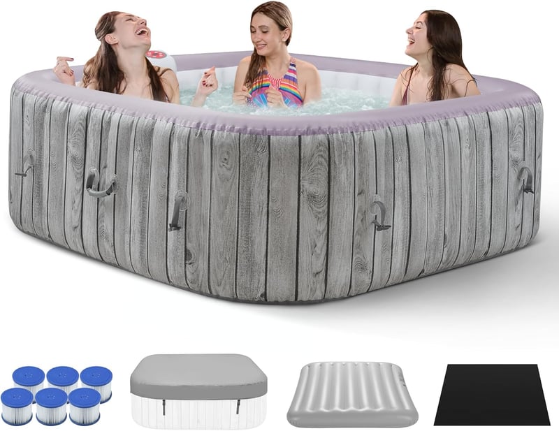 Portable Inflatable Hot Tub Spa for 4-6 People with 130 Jets