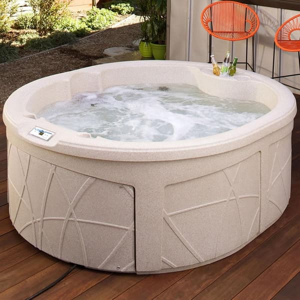 4-Person Outdoor Hot Tub with LED Lights and Cover
