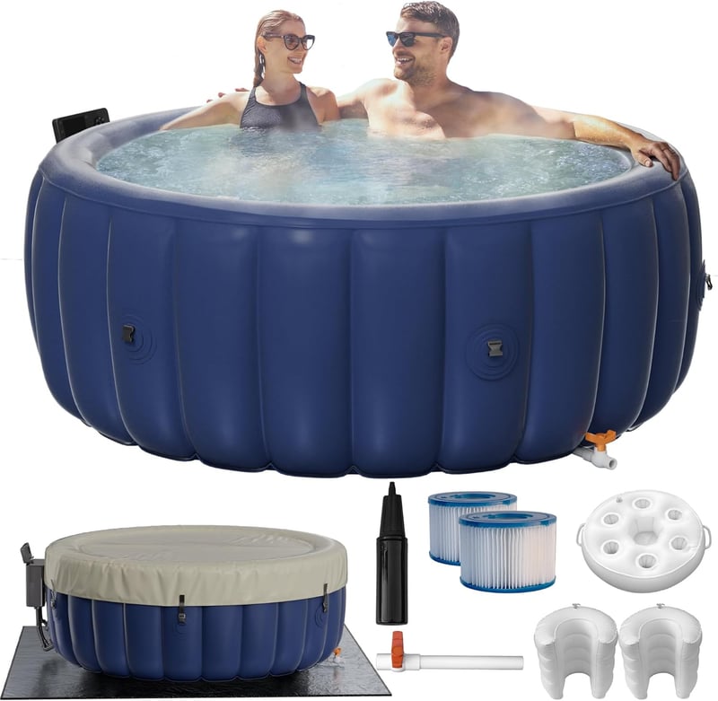 Portable Inflatable Hot Tub for 2-4 Persons with 146 Jets