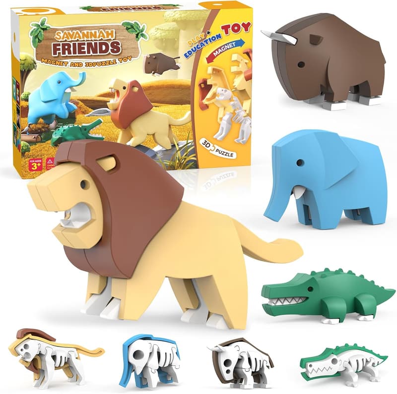 STEM Magnetic Animal Building Toy Set for Kids, Unique Birthday Gift