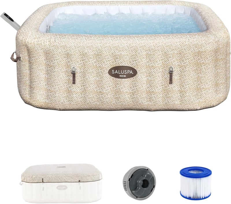 Square Inflatable Hot Tub for 5-7 Persons with App Control