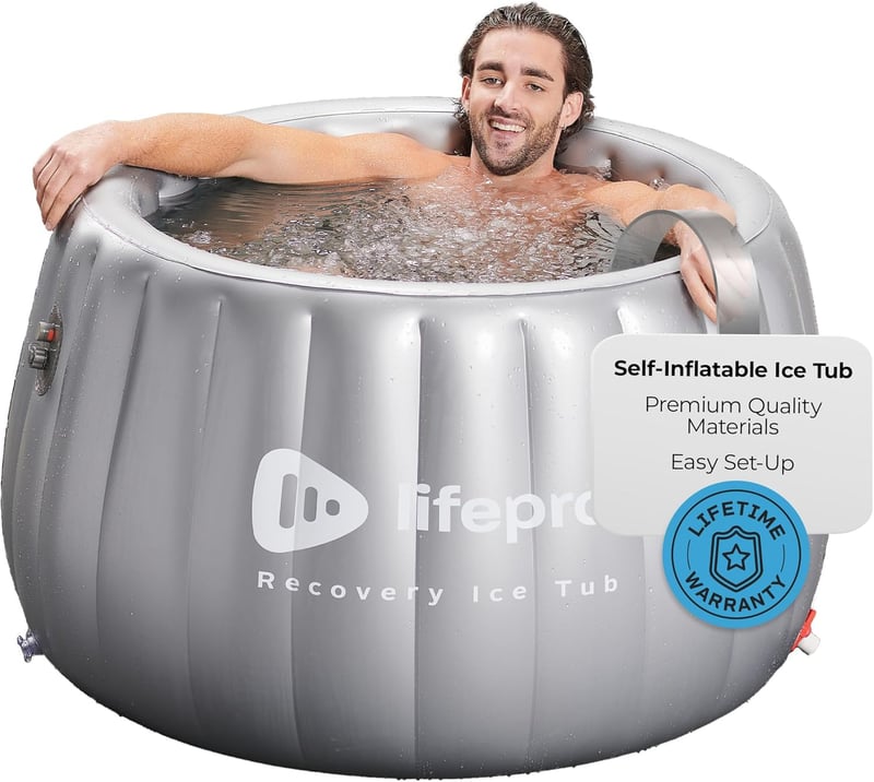 Portable Ice Bath Tub for Adults - Self-Inflatable, Gray
