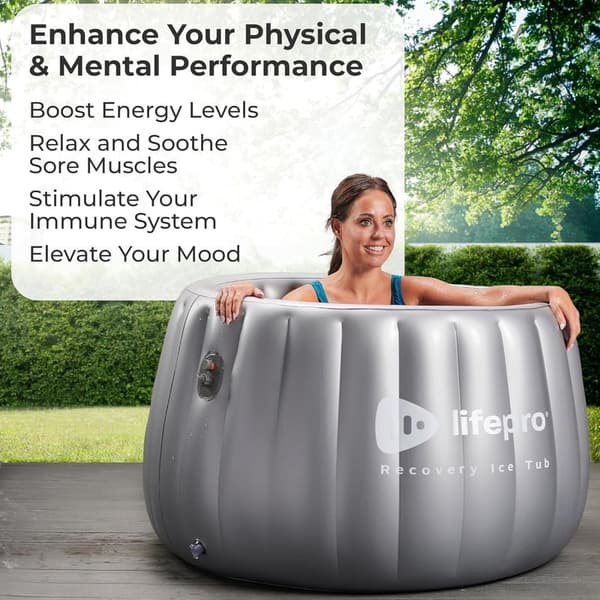 Portable Ice Bath Tub for Adults - Self-Inflatable, Gray