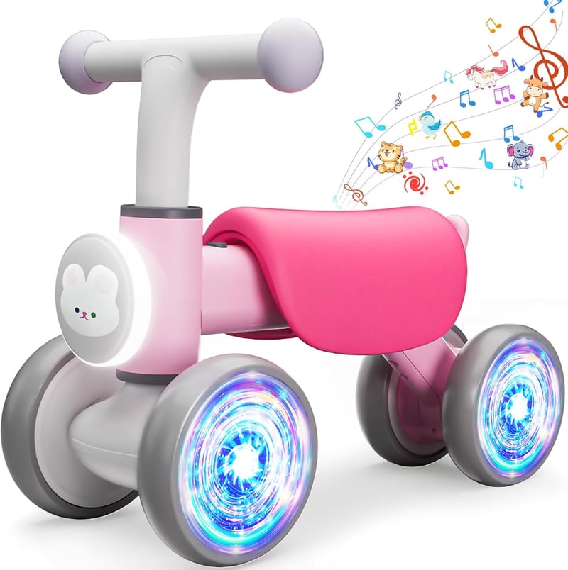 Colorful Baby Balance Bike with Music for 1-Year-Old Girls