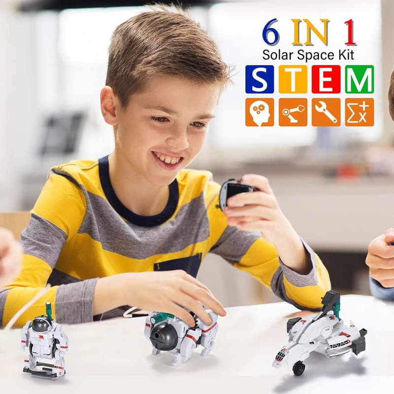 STEM Solar Robot Kit for Kids 8-12 | 6-in-1 DIY Educational Toy