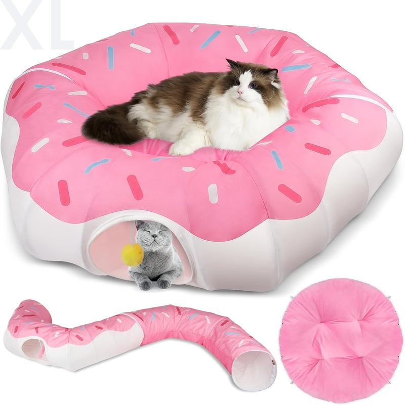 Multifunctional Extra Large Cat Tunnel with Washable Cushion