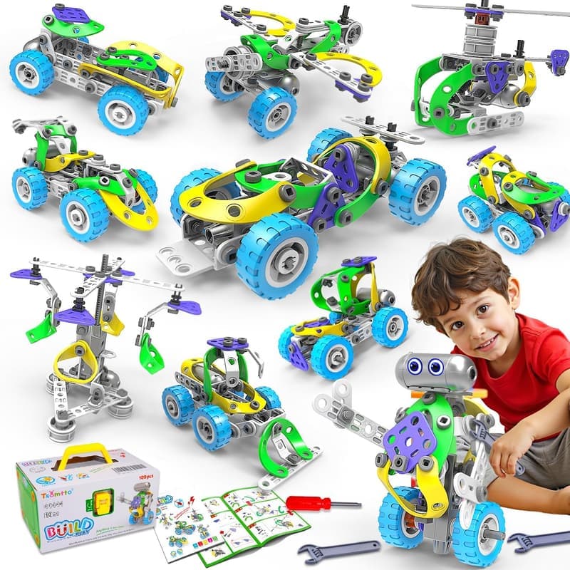 STEM Building Toys Set for Kids Ages 4-9 - 10 W 1 Educational Gift