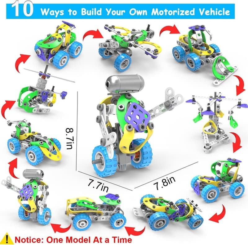 STEM Building Toys Set for Kids Ages 4-9 - 10 W 1 Educational Gift