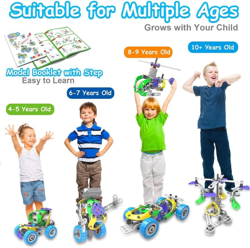 STEM Building Toys Set for Kids Ages 4-9 - 10 W 1 Educational Gift