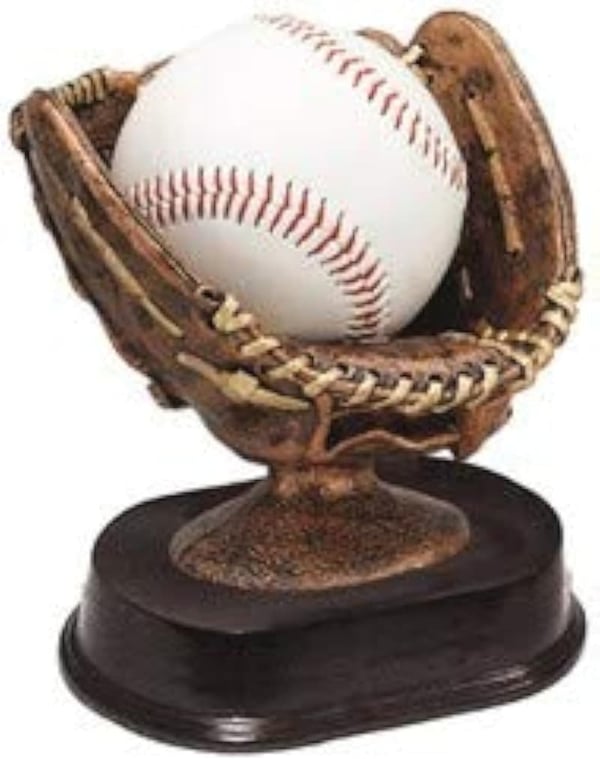 Baseball Trophy with Engraved Plate - 5-Inch Game Ball Holder