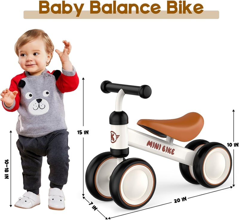 Toddler Balance Bike with 4 Wheels - First Birthday Gift