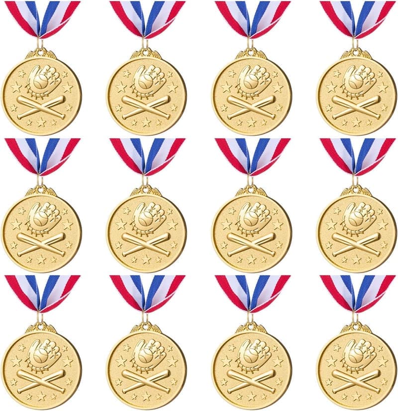 Baseball Medals Set – 12 Kids Sports Awards, 2 Inches
