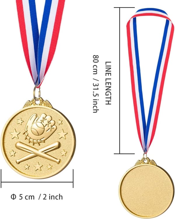 Baseball Medals Set – 12 Kids Sports Awards, 2 Inches