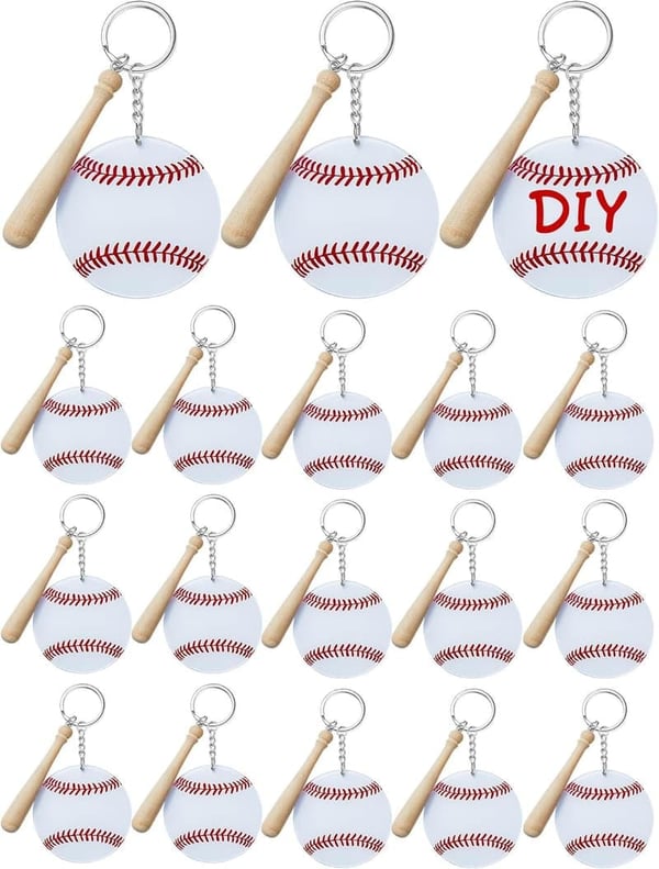 Large Baseball Softball Acrylic Keychain Set for DIY Tags