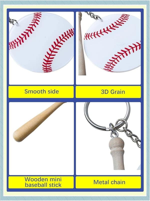 Large Baseball Softball Acrylic Keychain Set for DIY Tags