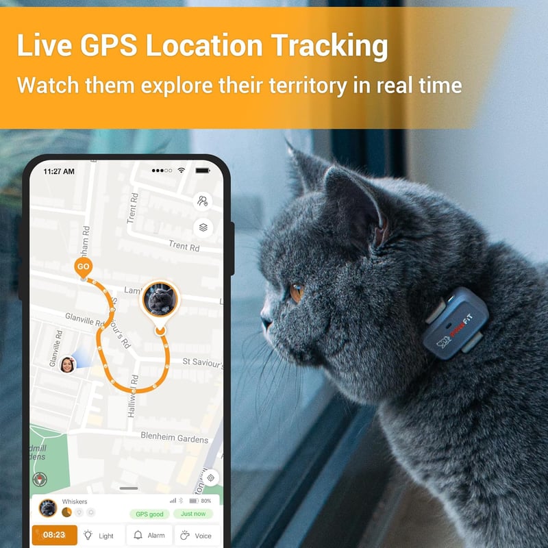 Onyx Black GPS Cat Tracker with Real-Time Monitoring