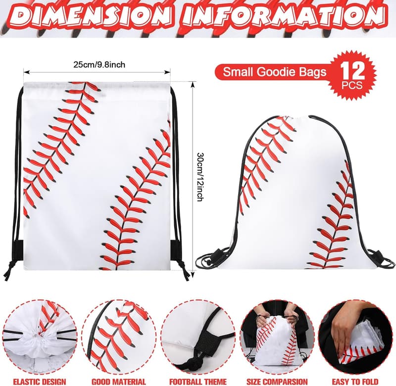 Baseball Party Favors Set: 48 Pcs with Backpacks, Balls, Keychains & Bracelets