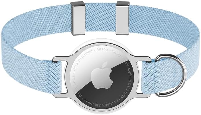 Adjustable GPS Cat Collar with Apple AirTag Holder - Blue