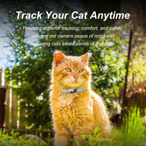 Adjustable GPS Cat Collar with Apple AirTag Holder - Blue