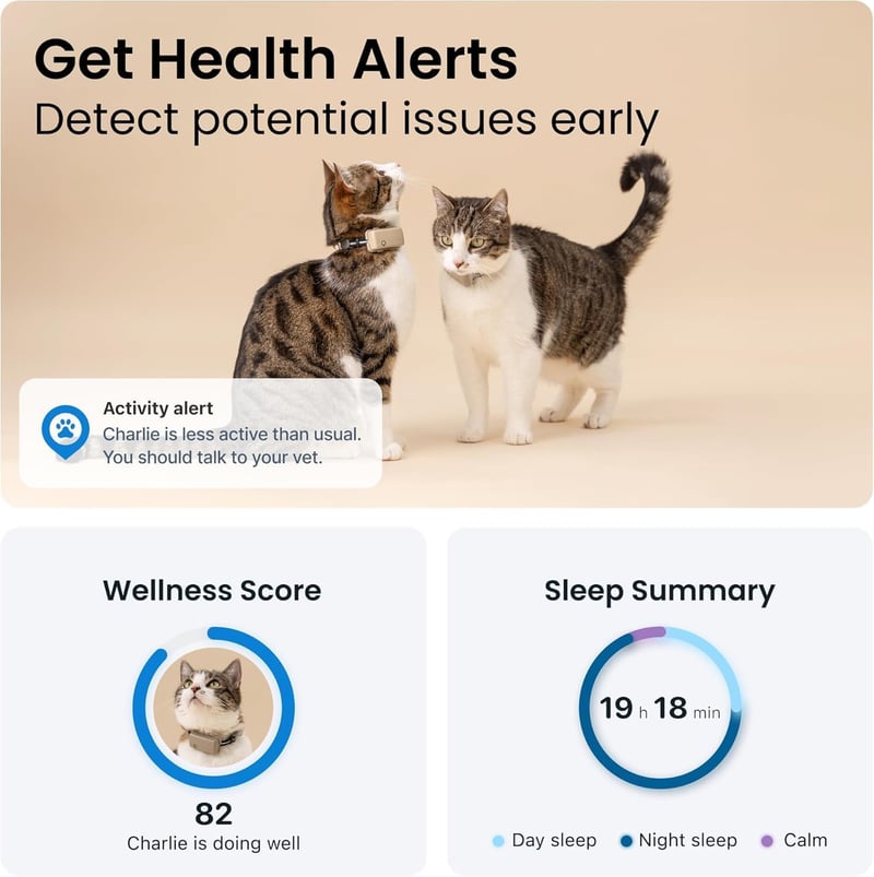 Cat GPS Tracker with Health Alerts & 7-Day Battery Life