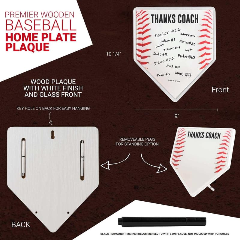 Thank You Coach Home Plate Plaque | Autograph Ready