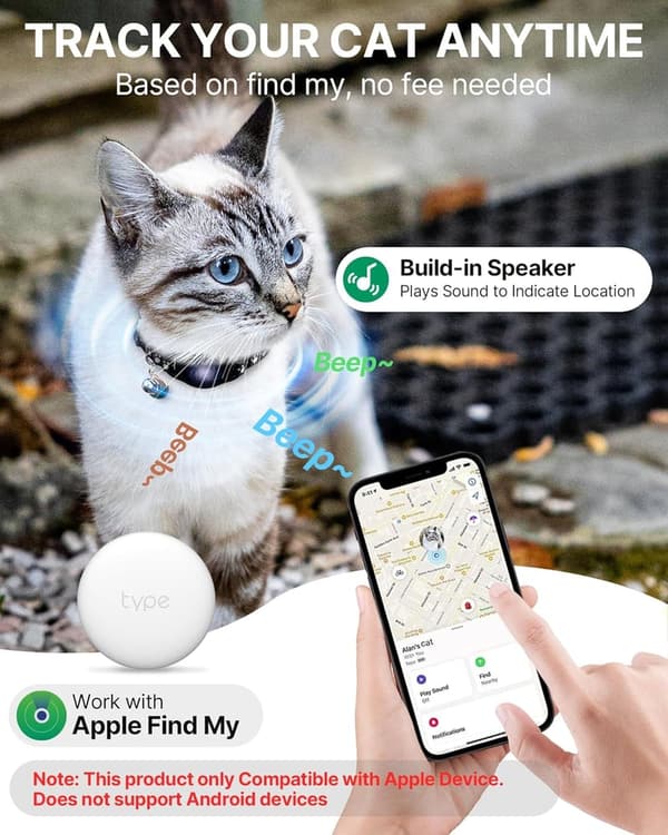 Waterproof Cat Tracker Collar with Finder Tag, 8-12