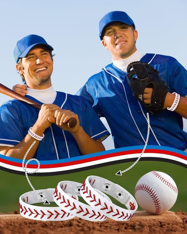 Unisex Genuine Leather Baseball Bracelet - Perfect Gift for Sports Enthusiasts