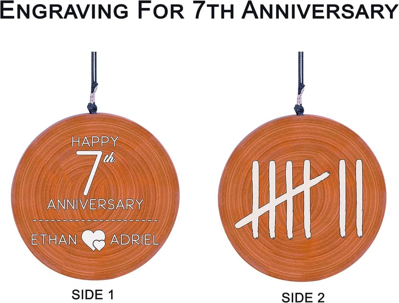 7th Anniversary Personalized Wind Chime with 6 Copper Tubes