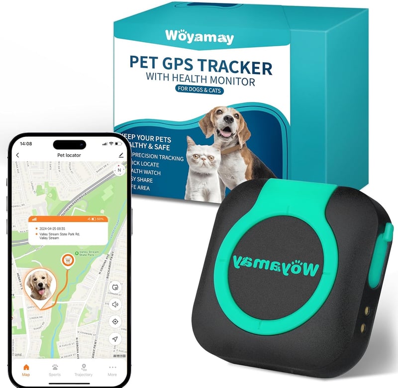 Pet GPS Tracker with Health Monitor, Waterproof, Universal for Dogs & Cats