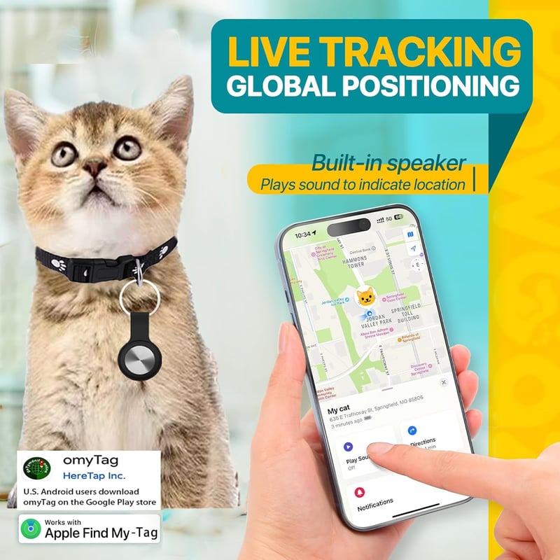 GPS Pet Tracker Collar for Dogs and Cats | Waterproof, No Fee