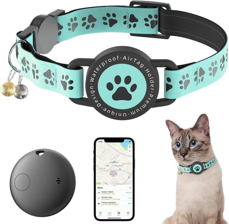Waterproof Cat Tracker Collar with Breakaway Safety & Bells
