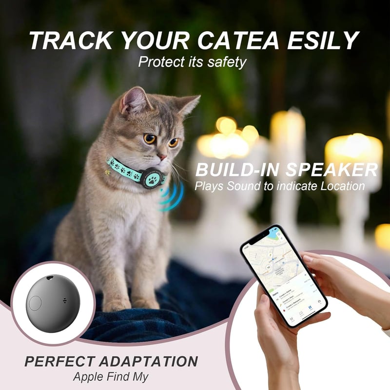 Waterproof Cat Tracker Collar with Breakaway Safety & Bells