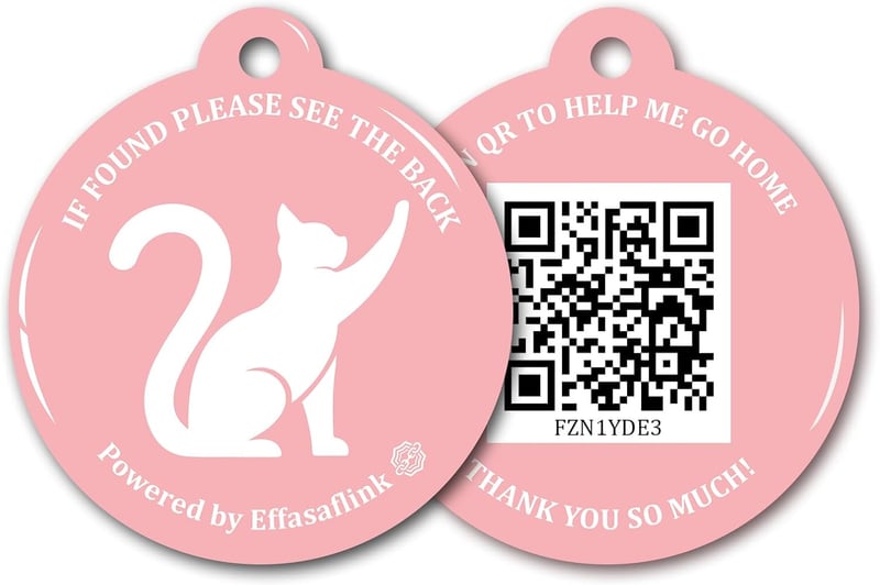Dual Function QR Code & RFID Pet ID Tag for Collars (Pink)