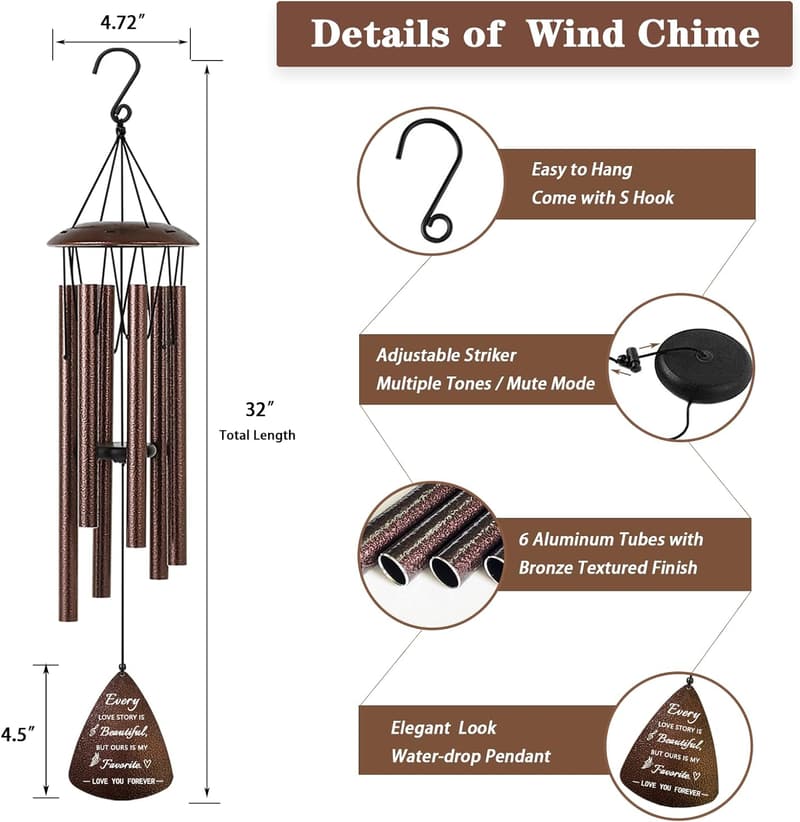 Anniversary Wind Chimes - Romantic Keepsake for Couples