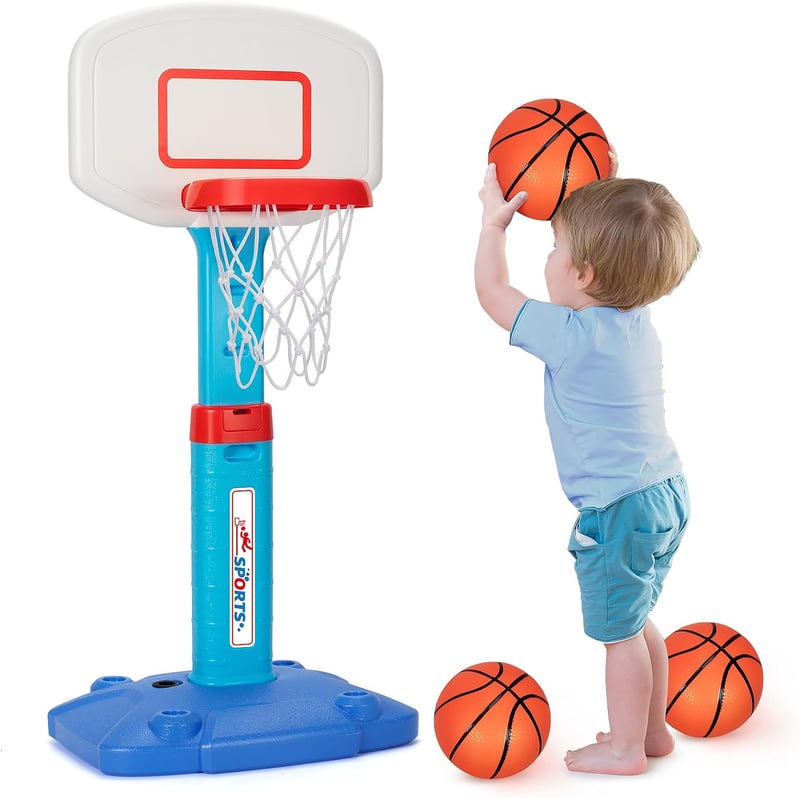 Adjustable Mini Basketball Hoop Set for Toddlers Age 1-3 - Blue