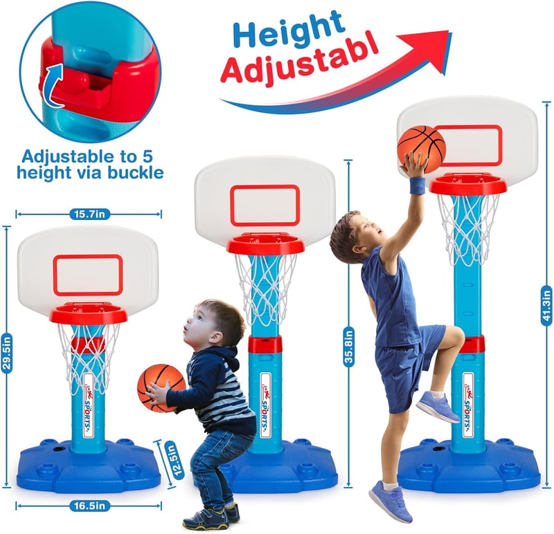 Adjustable Mini Basketball Hoop Set for Toddlers Age 1-3 - Blue