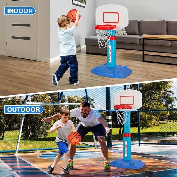 Adjustable Mini Basketball Hoop Set for Toddlers Age 1-3 - Blue