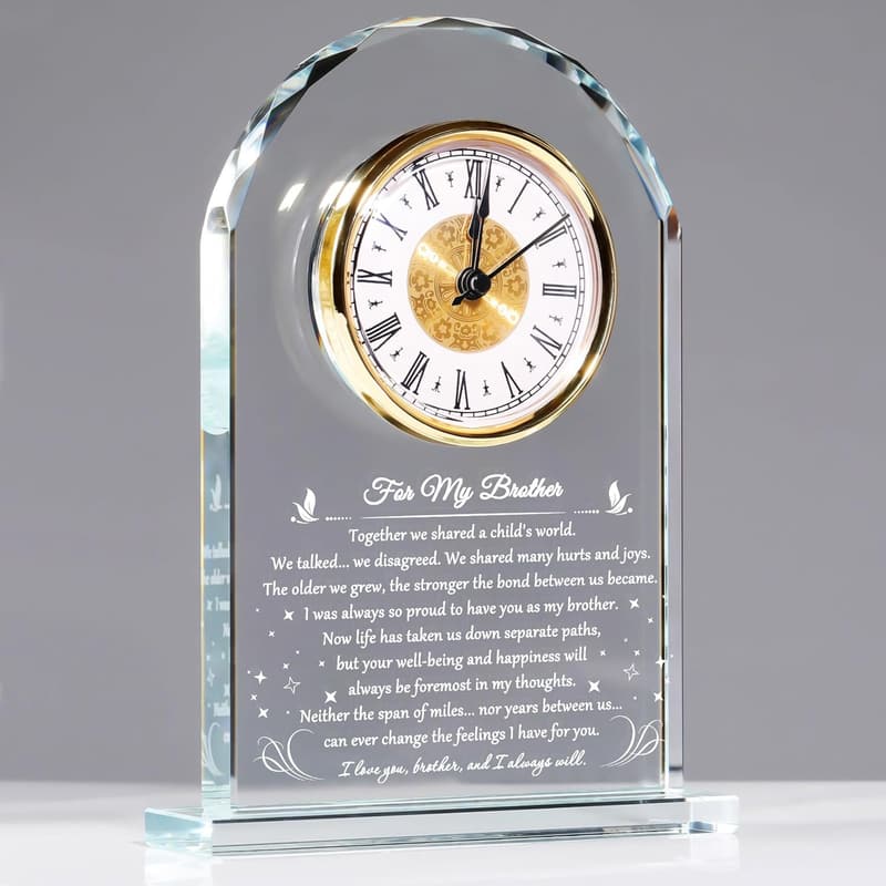 Meaningful Glass Clock Keepsake for Brother's Birthday