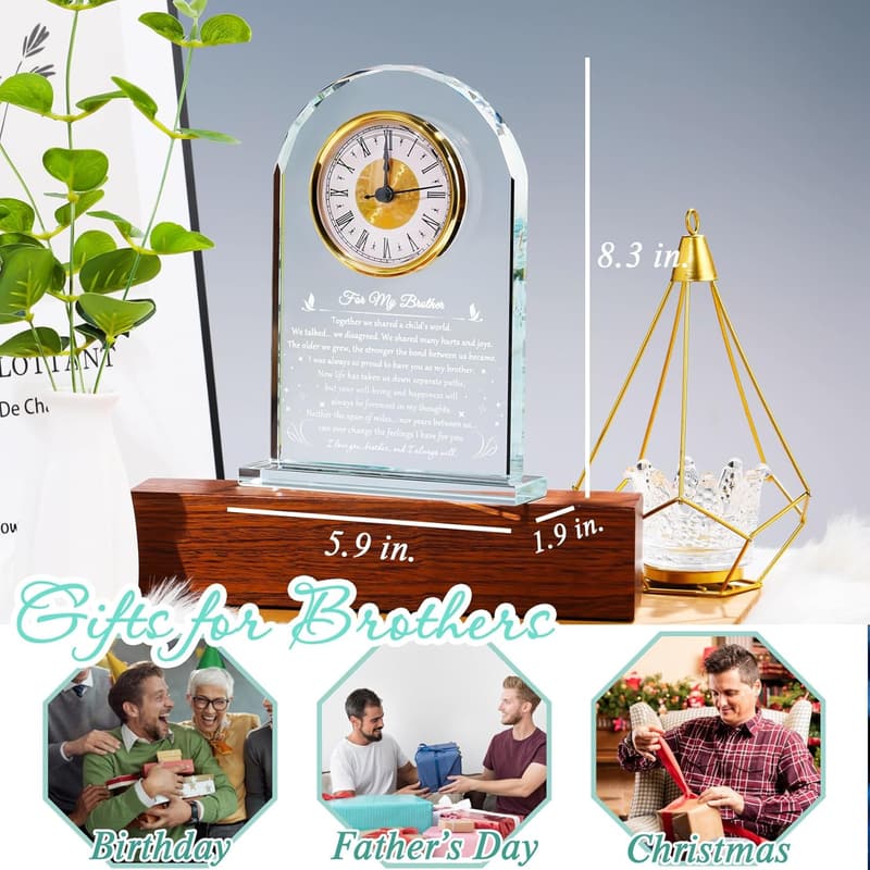 Meaningful Glass Clock Keepsake for Brother's Birthday