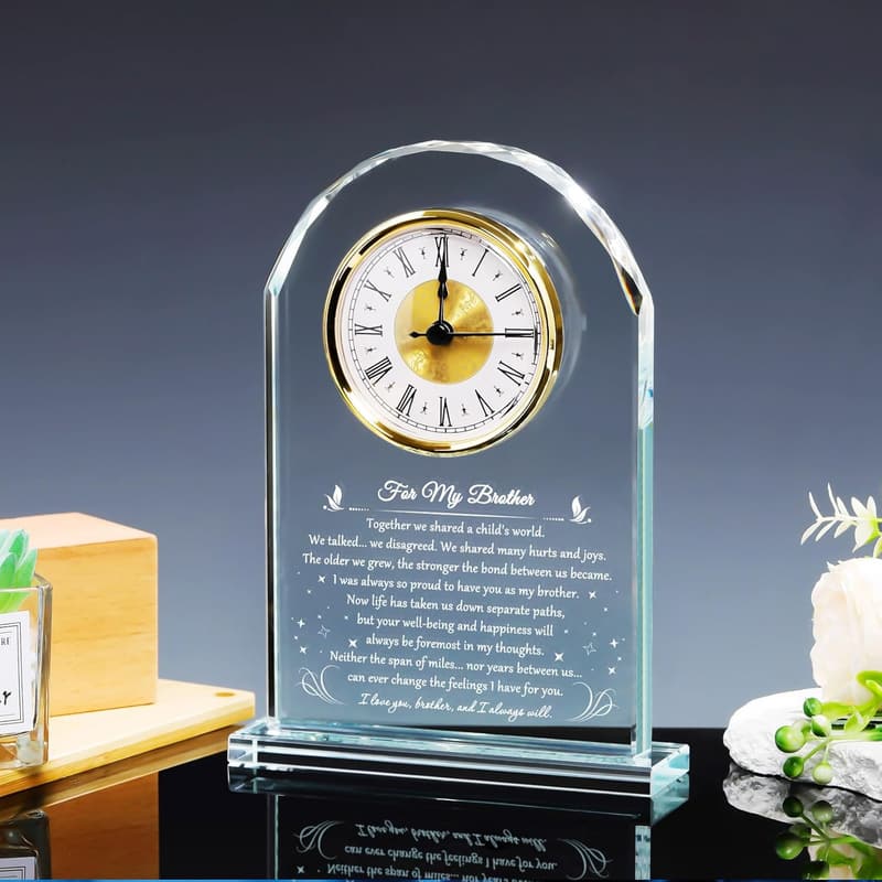Meaningful Glass Clock Keepsake for Brother's Birthday