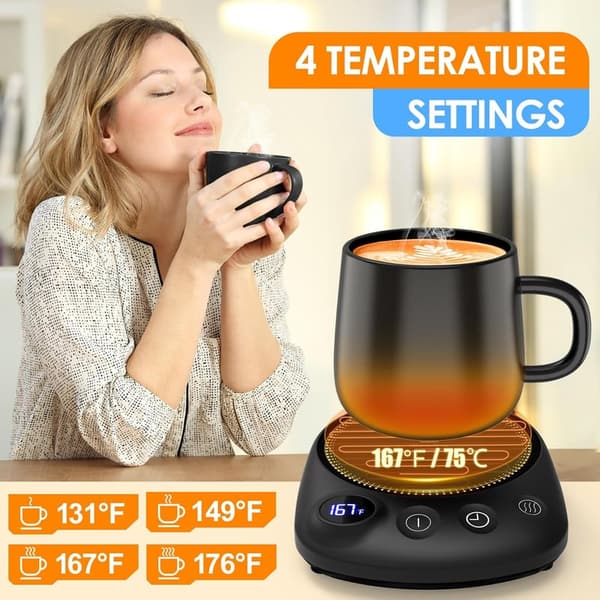Smart Electric Coffee Mug Warmer with Auto Shut Off - Black