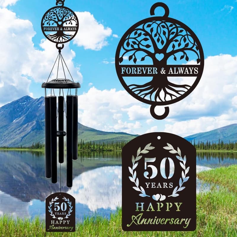 50th Anniversary Wind Chime Gift - Tree of Life Keepsake