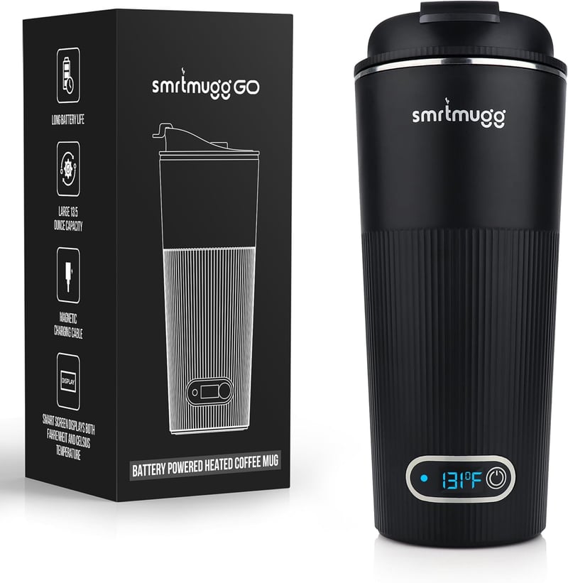 15 oz. Smart Heated Travel Mug with Magnetic Charger (Black)