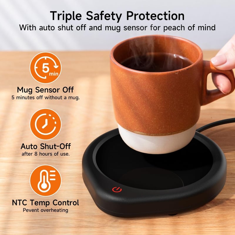 Electric Coffee Mug Warmer with Auto Shut Off and Smart Settings
