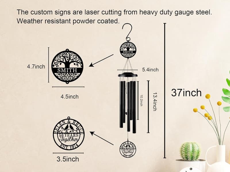 Custom Anniversary Wind Chime Gift for Couples