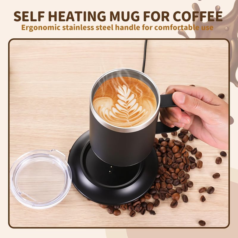 USB Electric Heated Coffee Mug - 12oz Smart Travel Mug, Black